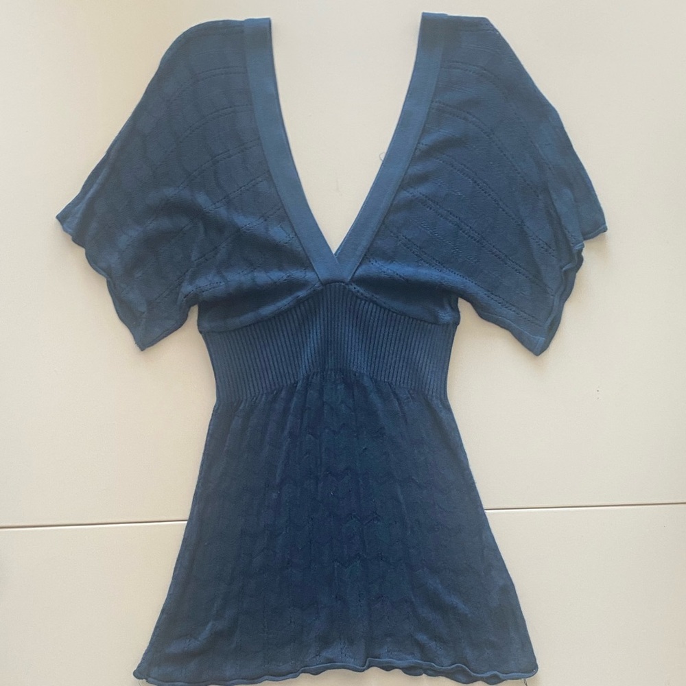Vintage Y2K XXI Forever 21 blue knit top babydoll
